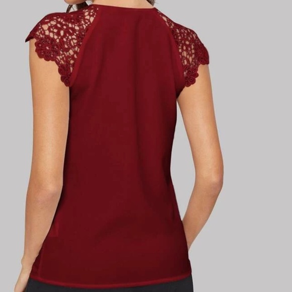 Boho lace detail blouse red - Picture 7 of 15